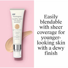 Neutrogena Retinol Treatment & Tinted Facial Moisturizer, Healthy Skin Anti-Aging Perfector, Broad Spectrum SPF 20 Sunscreen & Titanium Dioxide, Blendable Sheer Coverage, 30 Light to Neutral, 1 fl. Oz