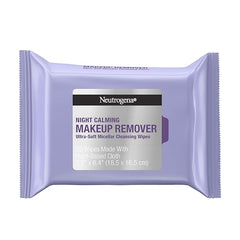 Neutrogena Makeup Remover Night Calming Cleansing Towelettes, Disposable Nighttime Face Wipes to Remove Dirt, Oil & Makeup, 25 ct