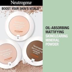 Neutrogena SkinClearing Pressed Mineral Powder Compact for Acne Prone Skin, Oil Absorbing Acne Makeup with Salicylic Acid helps to Cover, Treat & Prevent Breakouts, Chestnut 135,. 38 oz