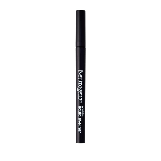 Neutrogena Precision Liquid Eyeliner with Honey & Coconut, Hypoallergenic, Smudge- & Water-Resistant Liquid Eyeliner Makeup for Sensitive Eyes, Precise Application, Jet Black, 0.013 fl. oz
