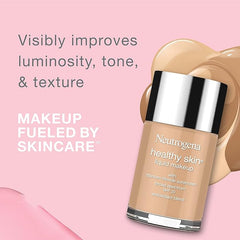 Neutrogena Healthy Skin Liquid Foundation Makeup with Broad Spectrum SPF 20 Sunscreen, Lightweight, Medium Coverage Makeup with Sunscreen and Pro-Vitamin B5, Soft Beige 50, 1 fl. oz